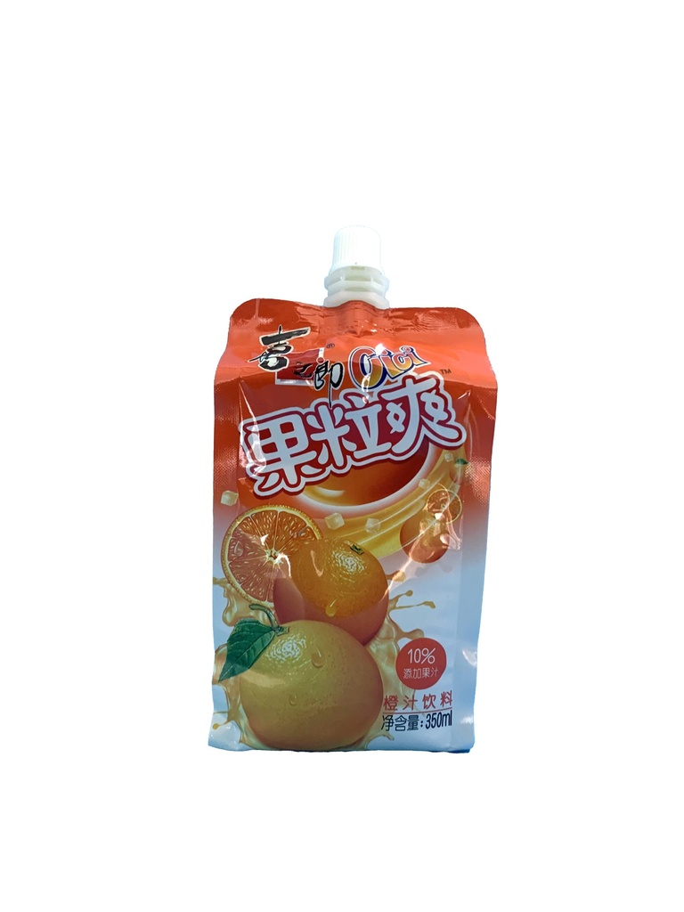 喜之郎果粒爽香橙味350ml*24/Thạch Trái Cây Có Túi (Vị Cam)