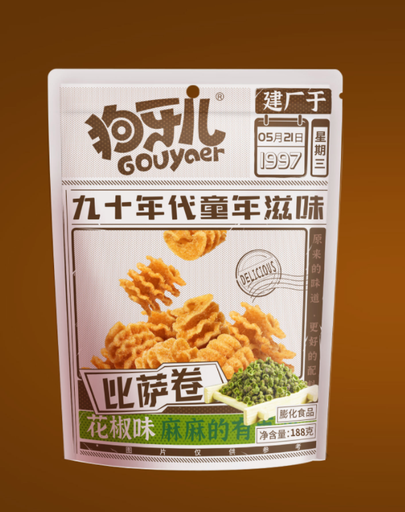 [6938803995046] 狗牙儿比萨卷-爽麻花椒味188 جم *30/العجين المقلي